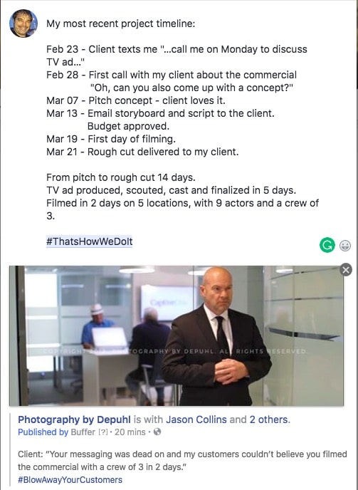 How to film a TV ad in 4 days Timeline for my TV ad production