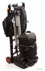 All gear needed for the time-lapse project in it's cases and on the hand truck.