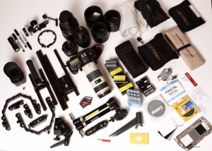 The content of the camera kit.