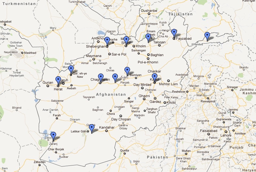 Map of the locations for my documentary film in central asia