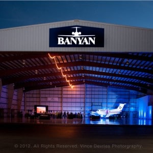 Win big: The actual plane stands next to the screen as we run the world premiere of On Wings of Hope!