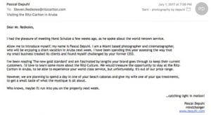 My first email to the Ritz-Carlton ended up in world-class service